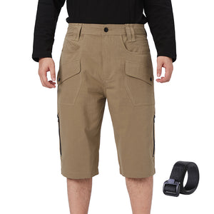MULTI-POCKET ZIPPER 13'' INSEAM CARGO SHORTS WITH BELT