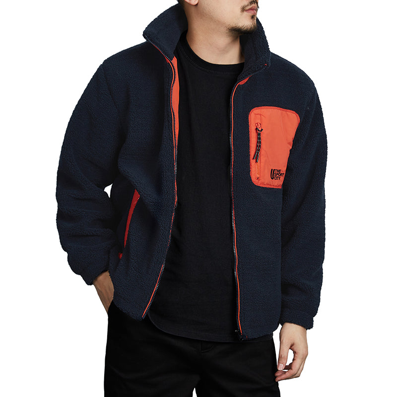 POLISHED POCKETS STAND COLLAR FLEECE JACKET