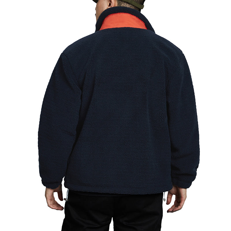 POLISHED POCKETS STAND COLLAR FLEECE JACKET