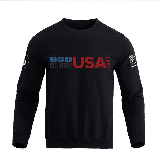 Sudadera con estampado de letras GOD COUNTRY EE. UU. 100% algodón para hombre