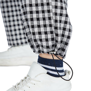 POCKETS PLAID DRAWSTRING PANTS