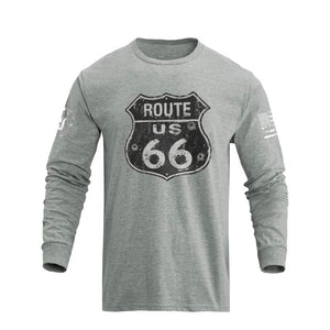 Camiseta con gráfico de manga larga Route 66 para hombre