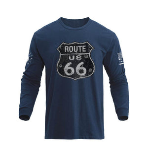 Camiseta con gráfico de manga larga Route 66 para hombre