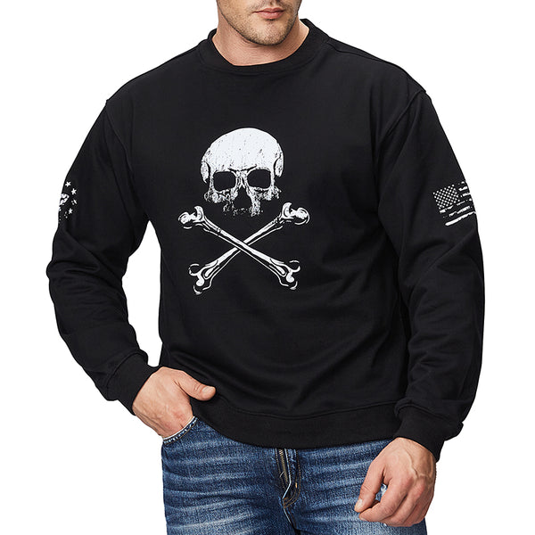 Sudadera con estampado de calavera de ajuste relajado 100% algodón para hombre