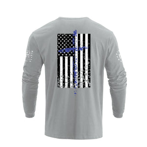 USA FLAG CROSS GRAPHIC LONG SLEEVE T-SHIRT
