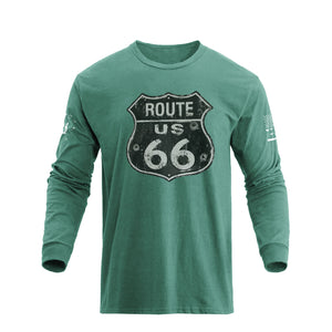 Camiseta con gráfico de manga larga Route 66 para hombre