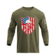 USA FLAG SHIELD SKULL GRAPHIC LONG SLEEVE T-SHIRT