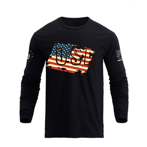 USA FLAG GRAPHIC LONG SLEEVE T-SHIRT