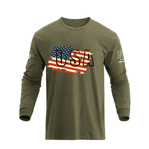 USA FLAG GRAPHIC LONG SLEEVE T-SHIRT