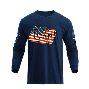 USA FLAG GRAPHIC LONG SLEEVE T-SHIRT