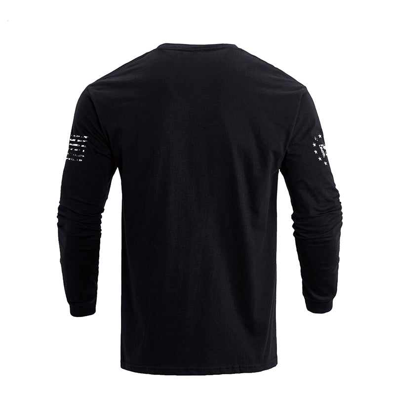 Camiseta de manga larga con estampado de la estatua de la libertad de EE. UU. 100% algodón de ajuste relajado para hombre