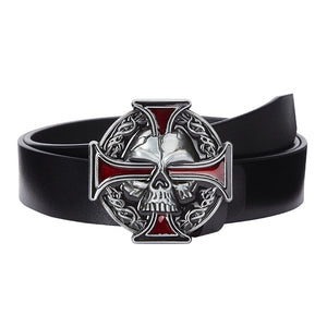 SKULL CROSS STEEL BUCKLE BELT