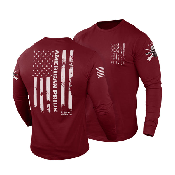 AMERICAN PRIDE 100% COTTON GRAPHIC LONG SLEEVE T-SHIRT