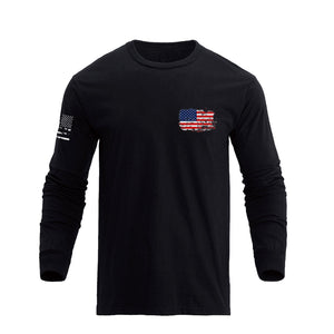 STATUE OF LIBERTY USA FLAG GRAPHIC LONG SLEEVE T-SHIRT