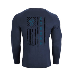 USA FLAG 1/4 BUTTON V-NECK LONG SLEEVE HENLEY SHIRT