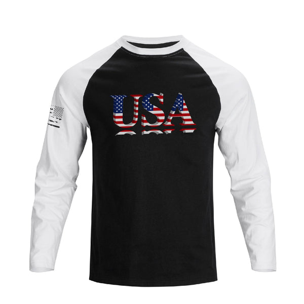 USA FLAG RAGLAN GRAPHIC LONG SLEEVE T-SHIRT