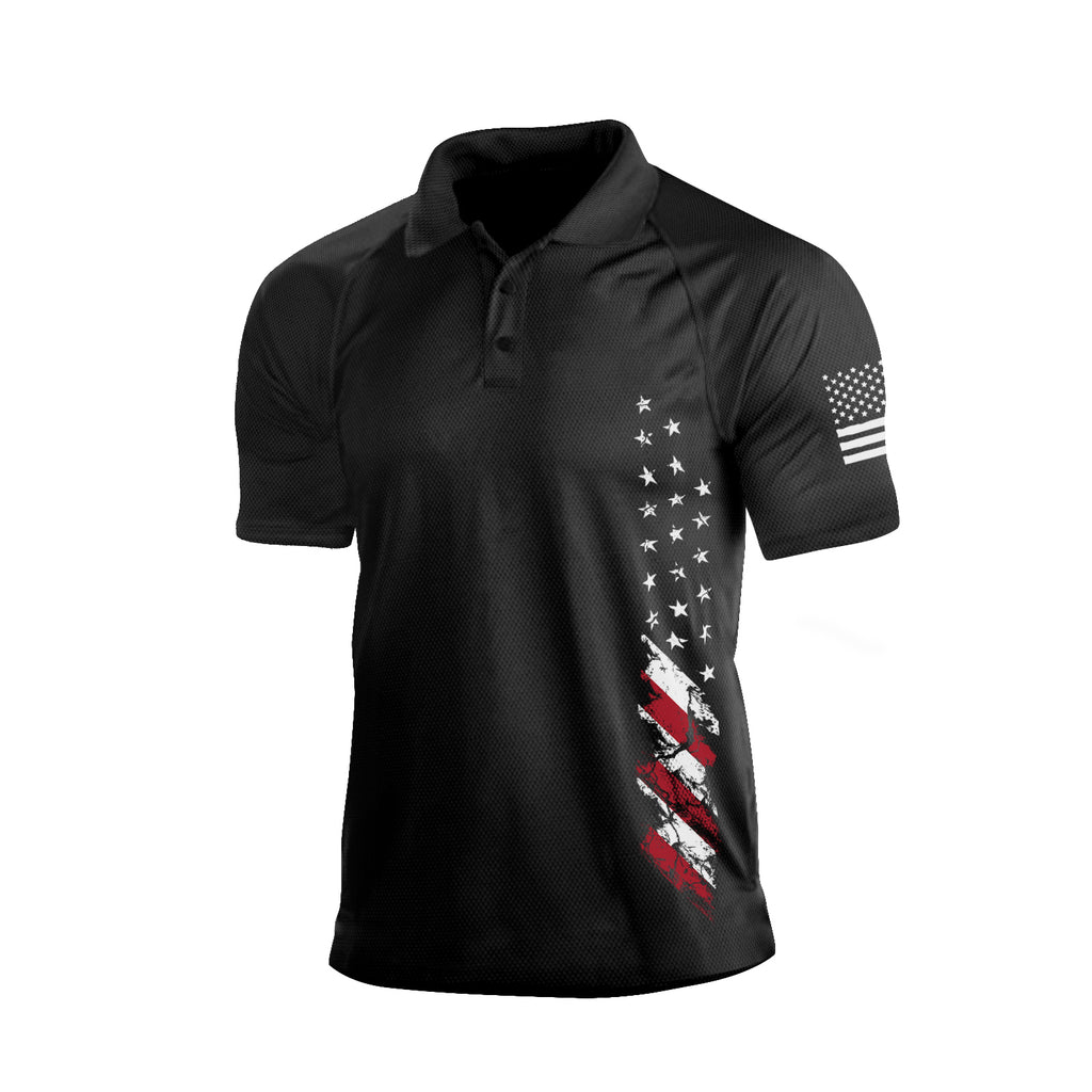 Hyfol Usa Flag 100% Cotton Raglan Graphic Short Sleeve Polo Shirt Men ...