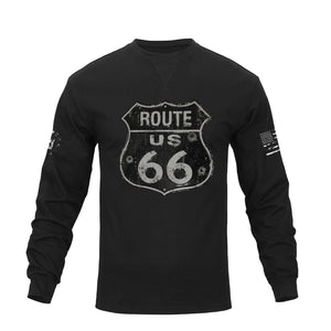 ROUTE 66 CREWNECK GRAPHIC LONG SLEEVE T-SHIRT