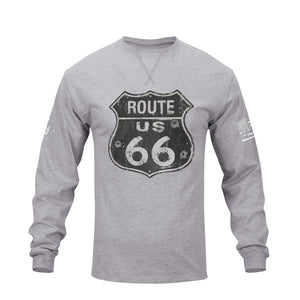 ROUTE 66 CREWNECK GRAPHIC LONG SLEEVE T-SHIRT