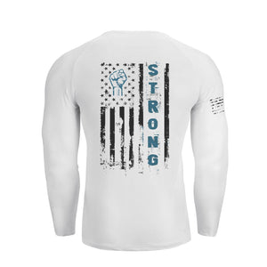 USA FLAG 1/4 BUTTON V-NECK LONG SLEEVE HENLEY SHIRT