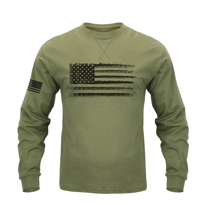 USA FLAG CREWNECK GRAPHIC LONG SLEEVE T-SHIRT