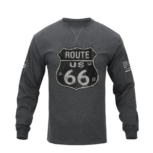ROUTE 66 CREWNECK GRAPHIC LONG SLEEVE T-SHIRT