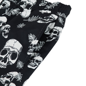 RETRO SKULL PRINTED 5'' INSEAM  SWIM TRUNKS