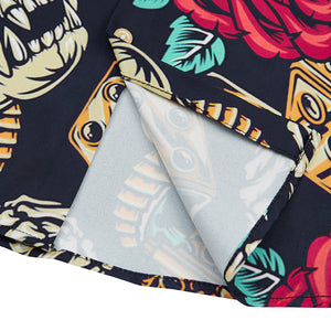 ROSE SKULL THORN SNAKE PRINTED ALOHA SHIRT