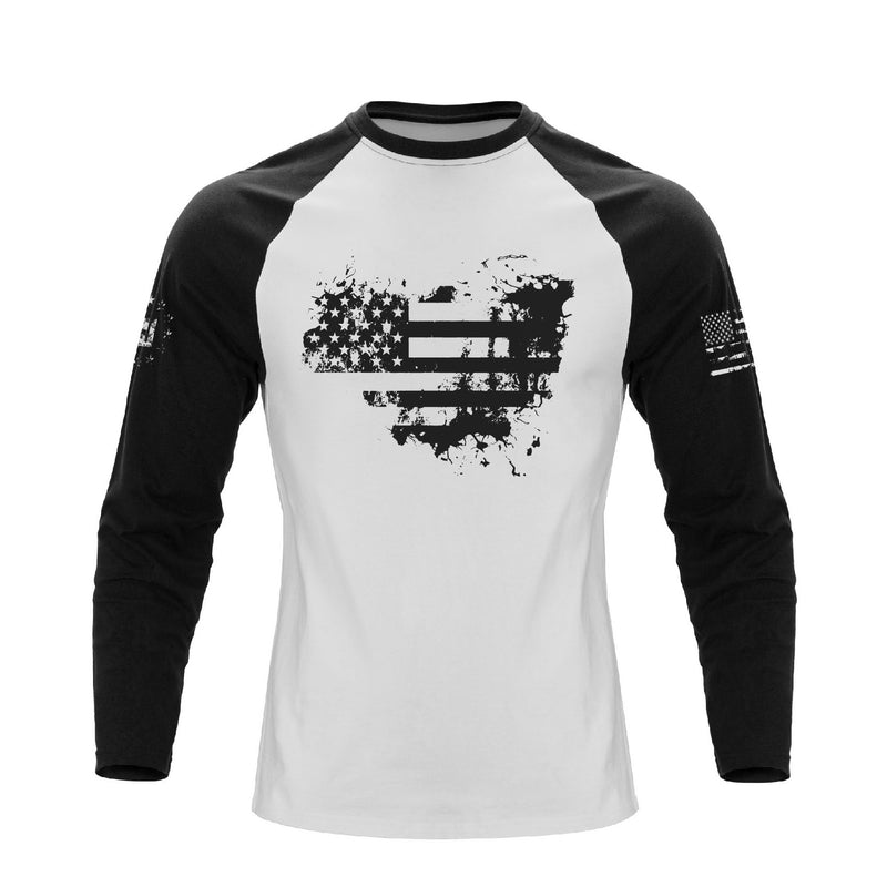 USA FLAG RAGLAN GRAPHIC LONG SLEEVE T-SHIRT