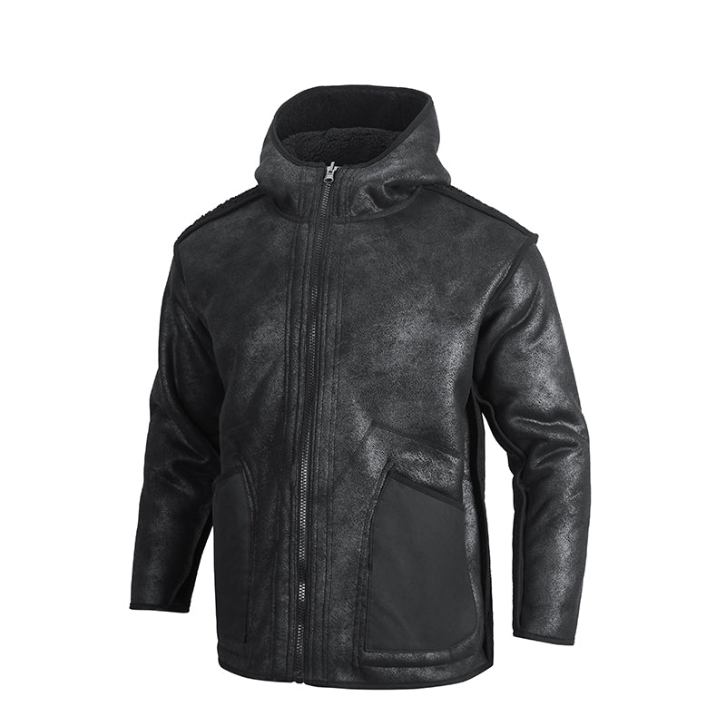 POLAR LEATHER REVERSIBLE HOODED FLEECE JACKETS