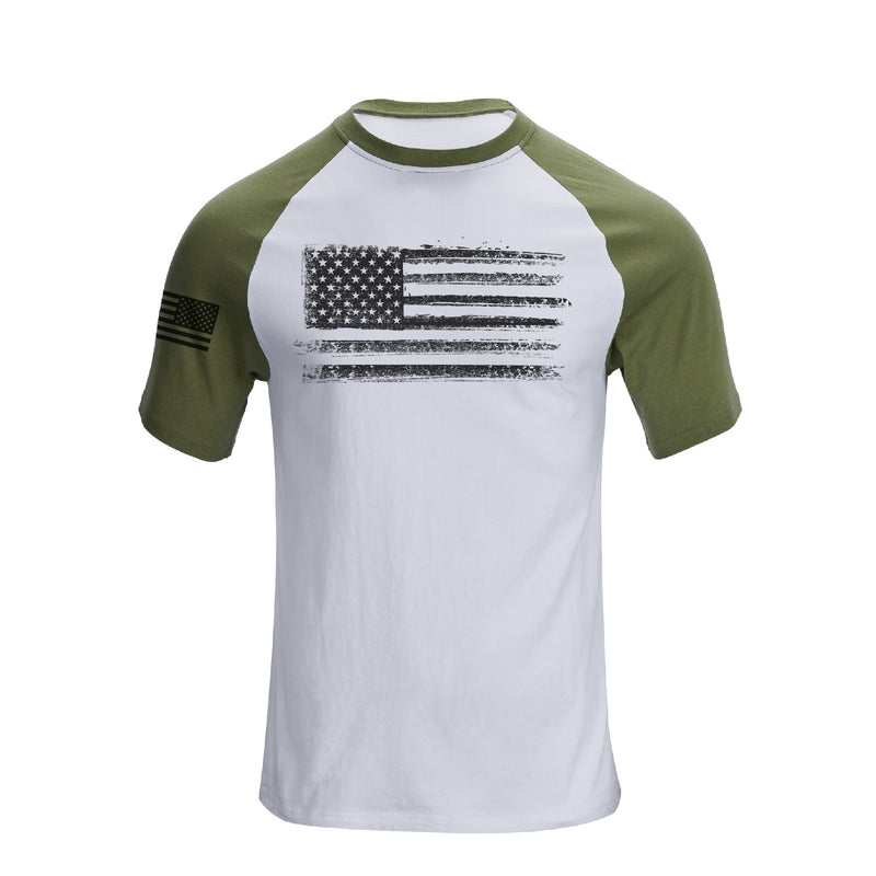 USA FLAG 100% COTTON RAGLAN GRAPHIC TEE