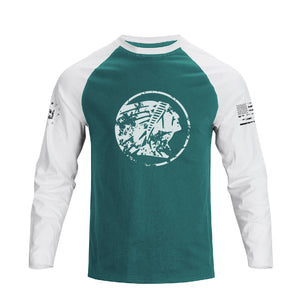 NATIVE AMERICAN RAGLAN GRAPHIC LONG SLEEVE T-SHIRT
