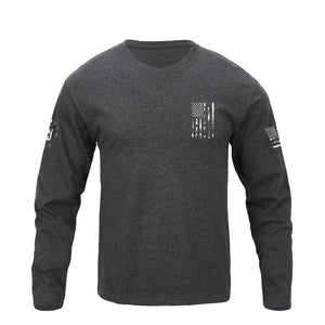 USA FLAG CROSS V-NECK GRAPHIC LONG SLEEVE T-SHIRT