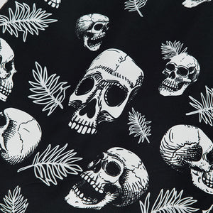 RETRO SKULL PRINTED 5'' INSEAM  SWIM TRUNKS