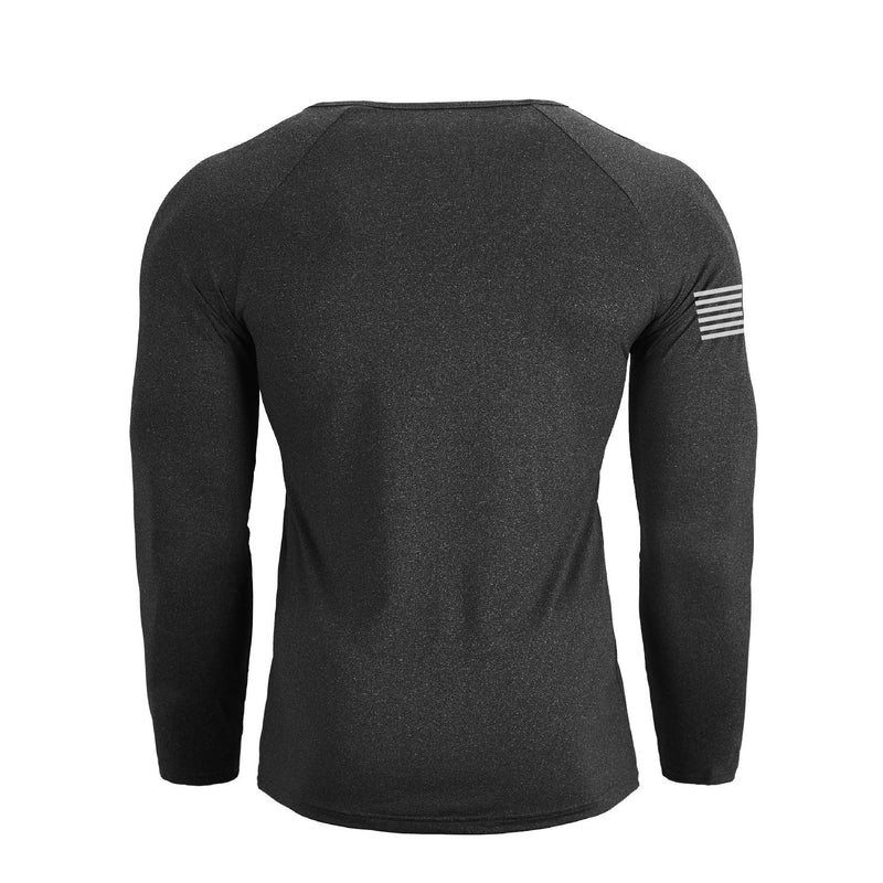 USA FLAG 1/4 BUTTON V-NECK LONG SLEEVE HENLEY SHIRT