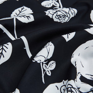 ROMANTIC SKULL ROSE PRINTED ALOHA SHIRT