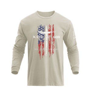USA FLAG CROSS GRAPHIC LONG SLEEVE T-SHIRT