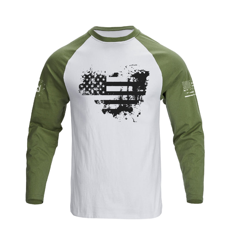 USA FLAG RAGLAN GRAPHIC LONG SLEEVE T-SHIRT