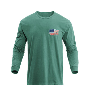 STATUE OF LIBERTY USA FLAG GRAPHIC LONG SLEEVE T-SHIRT