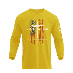 USA FLAG CROSS GRAPHIC LONG SLEEVE T-SHIRT