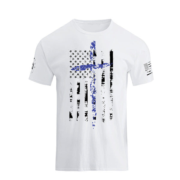 Camiseta con estampado cruzado de bandera estadounidense para hombre
