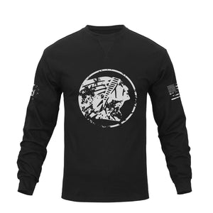 NATIVE AMERICAN CREWNECK GRAPHIC LONG SLEEVE T-SHIRT